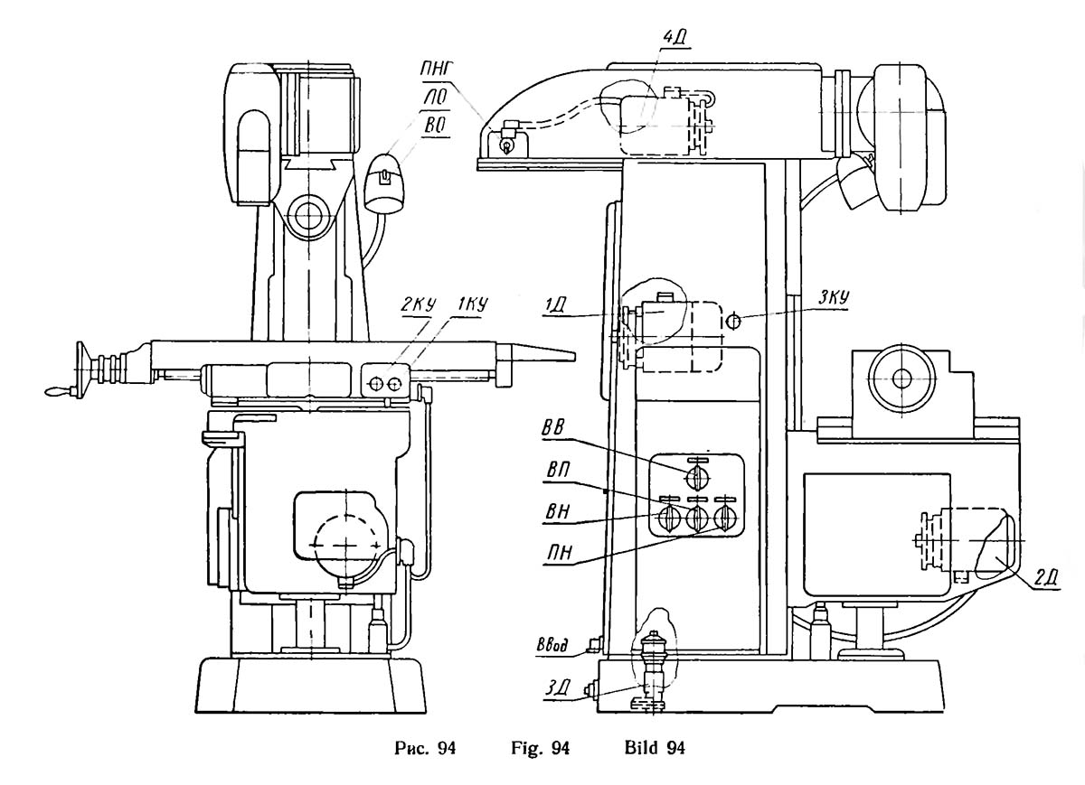 Cхема розположення електроустаткування на широкоуниверсальных консольно-фрезерных верстатах 6н80ш